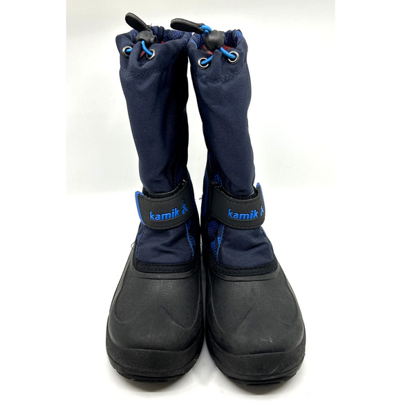 Kamik Kids Lined Snow Boots Blue Black Size 5 Waterproof Removable Liner Unisex - Picture 1 of 6